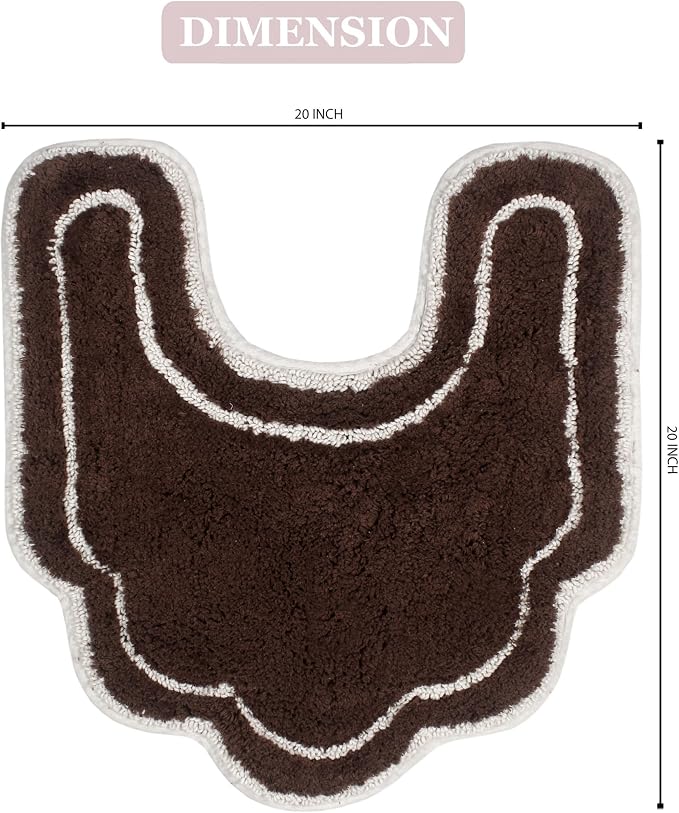 Home Weavers Allure Collection s U Shaped,Extra Thick, Non-Slip Contour Mat for Bathroom,100% Cotton Soft, Absorbent Water, Machine Washable, 20 Inch U Shaped Rug, Brown