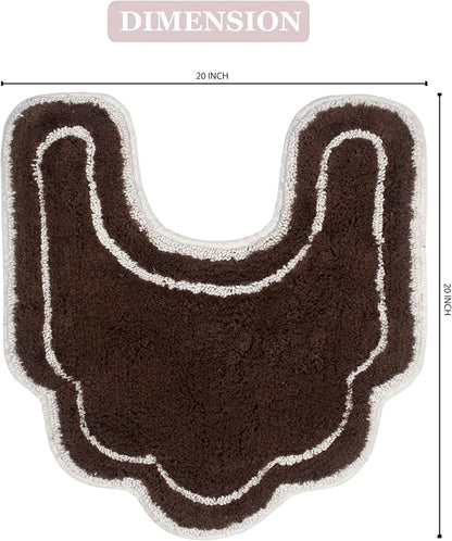 Home Weavers Allure Collection s U Shaped,Extra Thick, Non-Slip Contour Mat for Bathroom,100% Cotton Soft, Absorbent Water, Machine Washable, 20 Inch U Shaped Rug, Brown