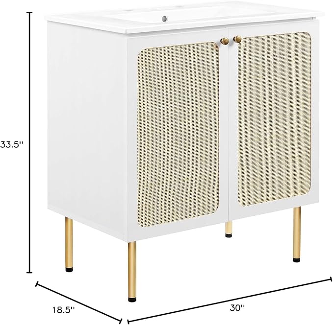 Modway EEI-6695-WHI-WHI Chaucer 30" Bathroom Vanity, White White