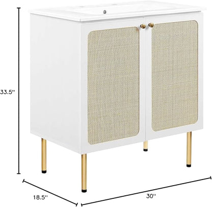 Modway EEI-6695-WHI-WHI Chaucer 30" Bathroom Vanity, White White