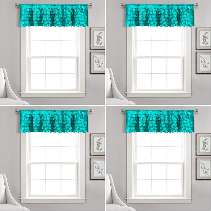 Lush Decor, Blush Gigi Valance Textured Window Kitchen Curtain (16T004337) (Pack of 4)