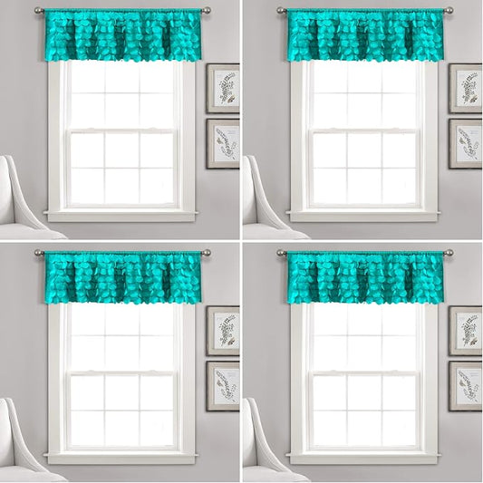 Lush Decor, Blush Gigi Valance Textured Window Kitchen Curtain (16T004337) (Pack of 4)
