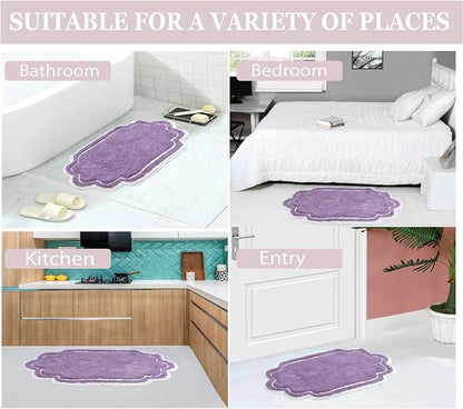 Home Weavers Allure Collection 100% Cotton Tufted Bathroom Rug, Soft and Absorbent Bath Rugs, Non-Slip Bath Carpet, Machine Wash Dry Bath Mats for Bathroom Floor, 24"x40" Bath Rug, Purple