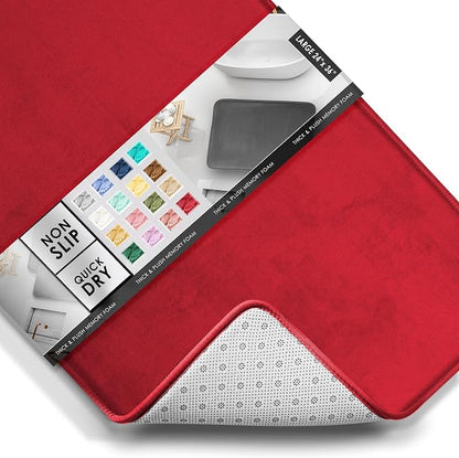 Clara Clark Bathroom Rugs, Velvet Memory Foam Bath Mat, Non-Slip Bath Rugs, Machine Wash, Dries Quickly, Ultra Soft Plush Bath Mats for Bathroom, 24 x 36, Red