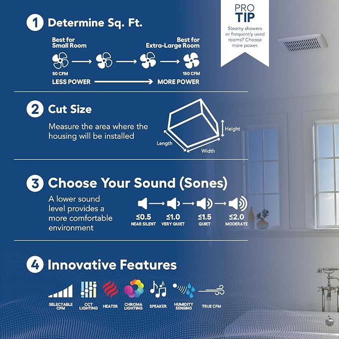 Broan-NuTone AE80B Bathroom Exhaust Fan with Roomside Installation, ENERGY STAR Certified, 80 CFM, 1.5 Sones, White