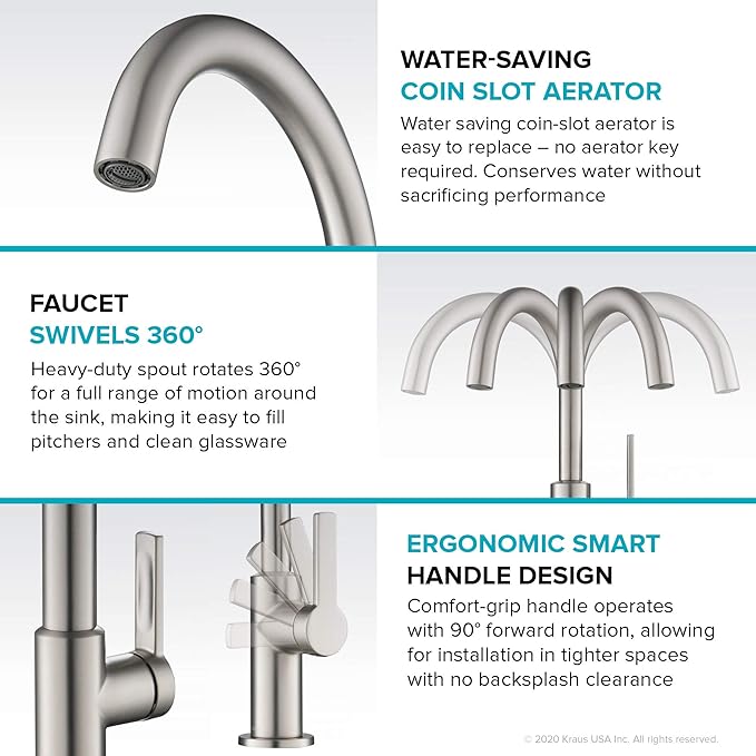 Kraus Oletto Single Handle Kitchen Bar Faucet in Spot Free Antique Champagne Bronze, Kitchen Sink Faucets, KPF-2822SFACB