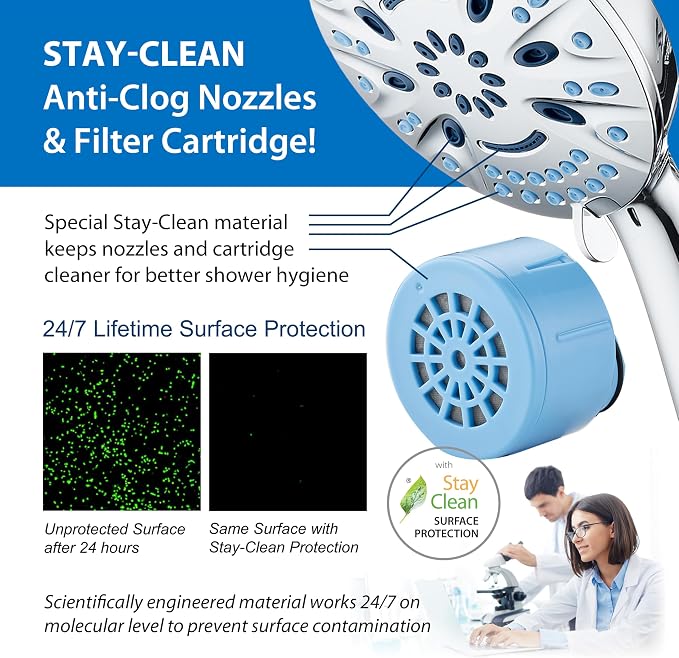 AquaCare Magneton 8-Mode High Pressure Handheld Shower Head w/Water Filter | Filters Chlorine & Toxins for Healthy Hair & Skin. Spaca-age Magnetic Docking, Hygienic Jets, Long 6 ft. Metal Hose / Chrome