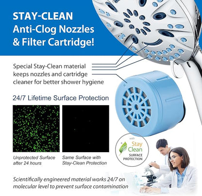 AquaCare Magneton 8-Mode High Pressure Handheld Shower Head w/Water Filter | Filters Chlorine & Toxins for Healthy Hair & Skin. Spaca-age Magnetic Docking, Hygienic Jets, Long 6 ft. Metal Hose / Chrome