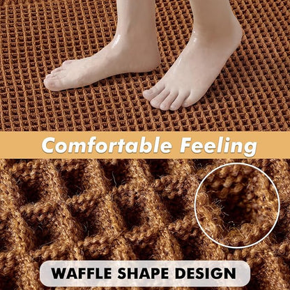 MIULEE Fall Terracotta Set of 2 Waffle Bathroom Rugs 17"x24"+18"x30" | Non Slip, Super Absorbent, Washable, Ultra Soft, Rubber Backed, Small Boho Bath Rugs for Bathroom Floor Tub Shower