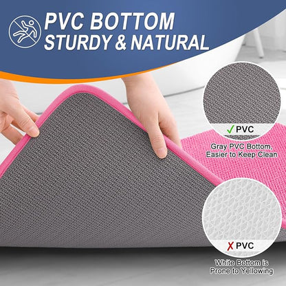 OLANLY Memory Foam Bathroom Runner Rugs 59x24, Absorbent Long Mat, Hot Pink | Soft Quick Dry Bath Rugs, Non-Slip Carpet, Machine Washable Mat for Bathroom Floor, Tub and Shower, Home Decor Accessories