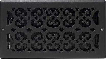 Decor Grates ST612W Scroll Design Wall/Ceiling Register, 6x12 Inches, Textured Black (Pack of 5)