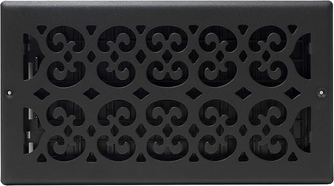 Decor Grates ST612W Scroll Design Wall/Ceiling Register, 6x12 Inches, Textured Black