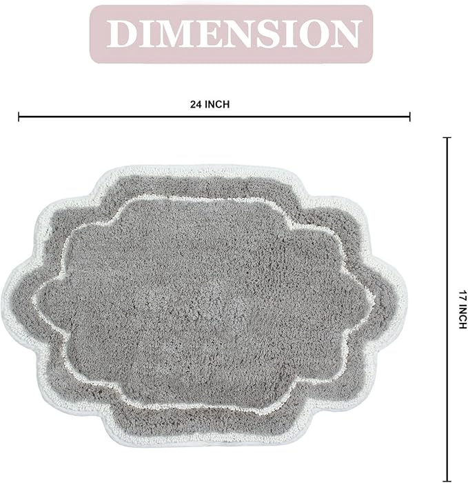 Home Weavers Allure Collection 100% Cotton Tufted Bathroom Rug, Soft and Absorbent Bath Rugs, Non-Slip Bath Carpet, Machine Wash Dry Bath Mats for Bathroom Floor, 17"x24" Bath Rug, Gray