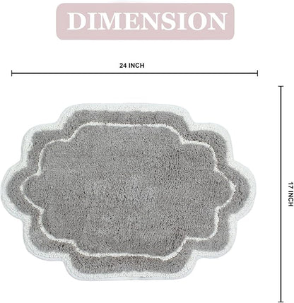 Home Weavers Allure Collection 100% Cotton Tufted Bathroom Rug, Soft and Absorbent Bath Rugs, Non-Slip Bath Carpet, Machine Wash Dry Bath Mats for Bathroom Floor, 17"x24" Bath Rug, Gray