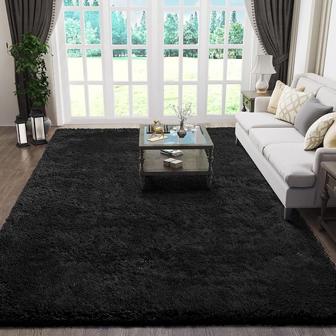 Ophanie Black Area Rug 5x7 Rugs for Living Room, Fluffy Furry Shaggy Fuzzy Rug, Carpets for Bedroom Shag Plush Soft Large, Kids Home Decor Aesthetic with Over 99 pcs Pile fibers