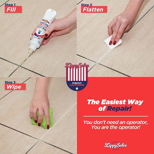Tile Grout Repair Kit, Refresh Tile Grout Filler (8.8 oz, Beige) | Restore & Renew Tile Joints, Fast-Drying Grout Sealer & Paint, Squeeze Tube for Bathroom, Shower & Kitchen Floors, Waterproof