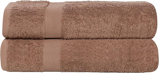 SUPERIOR 2-Piece Cotton Bath Sheet Set, Large Towels for Body, Quick Dry, Bathroom Essentials, Guest/Master Bath, Shower, Home Accessories, Apartment, Airbnb, Franklin Collection, Latte