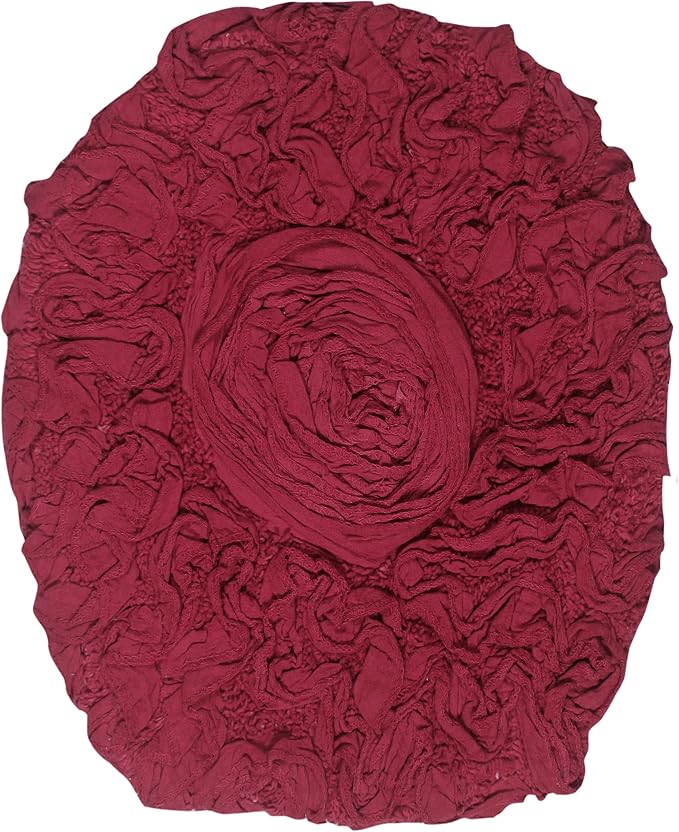 Home Weavers Bell Flower Toilet Lid Cover – 18"x18", 100% Cotton Tufted, Soft & Absorbent, Non-Slip, Machine Washable Bathroom Seat Cover, Red