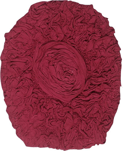 Home Weavers Bell Flower Toilet Lid Cover – 18"x18", 100% Cotton Tufted, Soft & Absorbent, Non-Slip, Machine Washable Bathroom Seat Cover, Red