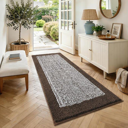 60x24 Long Bathroom Rugs Washable Non Slip, Brown Bath Mat for Bathroom Floor Tub, Soft Absorbent Quick Dry Mats for Shower,Bathtub,Home Decor