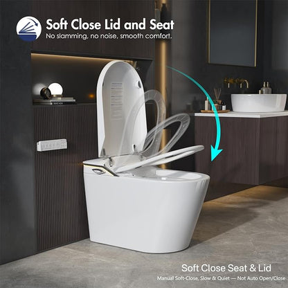 One Piece Smart Bidet Toilet, Foot Sensor Flush, Heated Seat | Instant Warm Water, Wash & Dry, Self Cleaning Wand, Adjustable Wash Settings, Off Seat Auto Flush, Pre Wet, Night Light