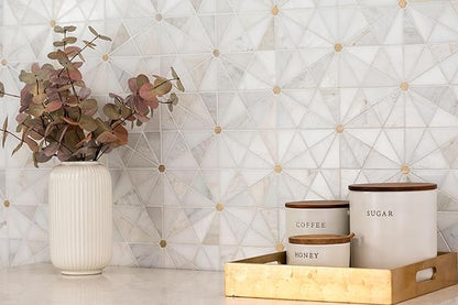 MSI Elegante Pinwheel Gold 10 in. x 12 in. Natural Stone Mosaic Tile, Mesh-Mounted, for Kitchen Backsplash, Bathroom, Floor, Shower, and Accent Wall
