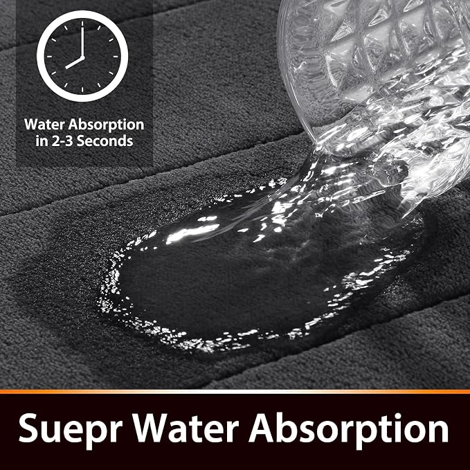 Yimobra Memory Foam Bath Mat, Super Soft Absorbent Bathroom Rug Non Slip 31.5x20 Inch, Quick Dry, Machine Washable Floor Carpet for Tub Shower, Home Decor Accessories, Dark Gray