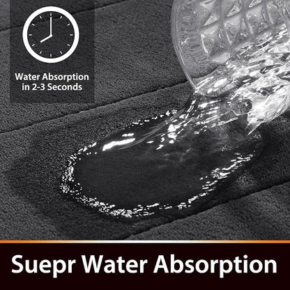 Yimobra Memory Foam Bath Mat, Super Soft Absorbent Bathroom Rug Non Slip, Quick Dry, Machine Washable Floor Carpet for Tub Shower, Home Decor Accessories, 24x17, Dark Gray