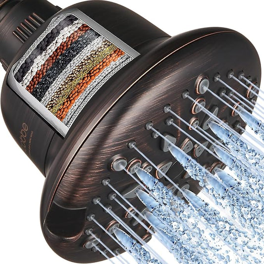 Cobbe Filtered Shower Head, 7 Modes High Pressure Shower Heads | Shower Head with Filters for Hard Water for Remove Chlorine and Harmful Substances (Oil Rubbed Bronze, 5 Inch Round)
