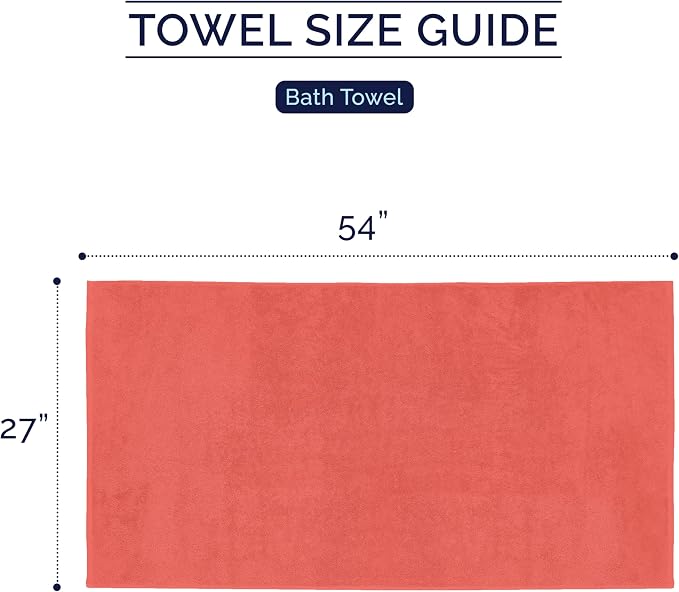Elegant Comfort Premium Turkish Cotton 2 Pack Bath Towel Set - 27 x 54 inch, Luxurious Hotel Spa Quality 100% Turkish Cotton 2PC Bath Towel Set - Highly Absorbent - Soft Bathroom Towels, Coral