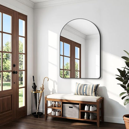 BONEWEI Arched Wall Mirror,55x40 inch Black Arched Mirror Bathroom,Large Vanity Mirror for Over Sink Metal Frame,Tempered Glass Arch Mirrors for Bedroom,Entryway,Living Room,Home Decor Shatter-Proof