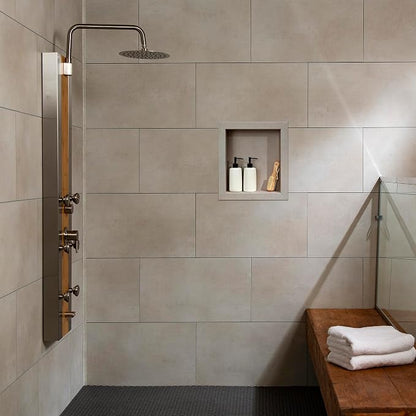 Palisade 17.5 in x 15.5 in Vinyl Shower Niche Wintry Mix | Waterproof Shower Insert