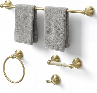24-Inch Wall Mounted Towel Racks for Bathroom, 4-Piece Towel Bar Set | Rust-Resistant SUS 304 Stainless Steel, 4-Piece Towel Bar Set, Space-Saving Design, Easy Mount for Bath Towel Storage Home