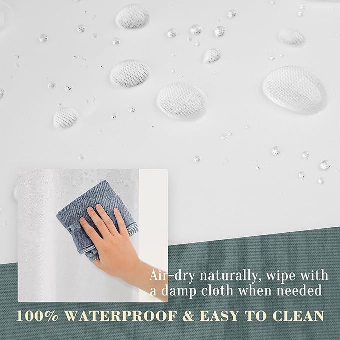 No Hook PEVA Shower Curtain or Liner, Standard Size 71 x 74, Frost | 8G Heavy Duty, Frosted Bathroom Shower Curtain, No Hooks Required, Waterproof Plastic & PVC Free