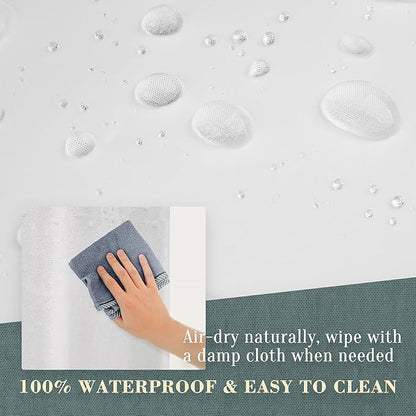 No Hook PEVA Shower Curtain or Liner, Standard Size 71 x 74, Frost | 8G Heavy Duty, Frosted Bathroom Shower Curtain, No Hooks Required, Waterproof Plastic & PVC Free