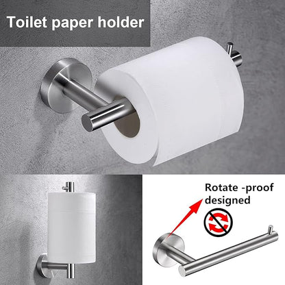 Brushed Nickel Toilet Paper Holder, Towel Ring Set 2 Pieces Hand Towel Holder for Bathroom Hardware Accessories Set SUS304 Stainless Steel Sturdy Wall Mount Bathroom Holder