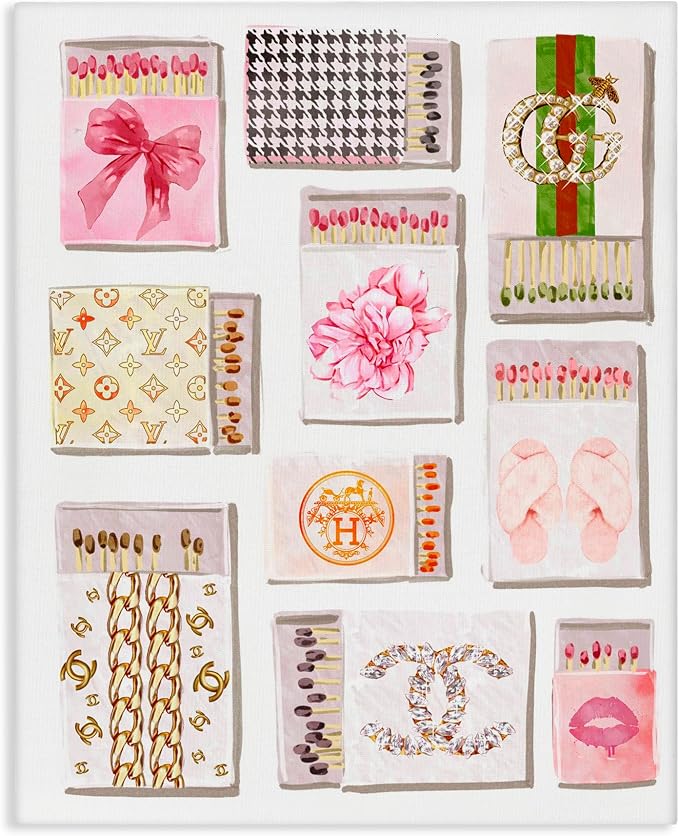 Stupell Industries 'Glam Girl Matchboxes'| Canvas Art | Stupell Industries | 24 x 30 Inches, Easy to Hang and Sturdy, Made in USA, by Ziwei Li