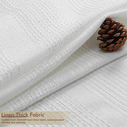 White Boho Stall Shower Curtain, Narrow Soft Fabric Striped Textured Bathroom Shower Curtain with Tassel, Modern Farmhouse Machine Washable Bath Decor, White, 36Wx72L Inches