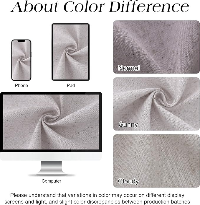 Champagne Linen Shower Curtain, Cloth Textured Fabric Shower Curtain Set with Hooks, Simple Elegant Modern Farmhouse Country Ultra Thick Bath Curtains for Bathroom,Water Repellent,72x90