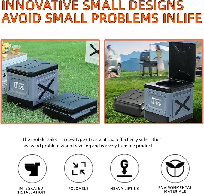 Portable Toilet for Camping, Car, Travel, Outdoor, Hiking, Backpack, Trips, Tent, Boat, Beach, Traffic Jam, Home - Compact, Lightweight, and Durable for Child Adults
