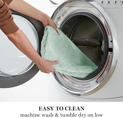 MARTHA STEWART Drylon Microfiber Bath Rug - 1 Piece, Ultra Soft Plush, Non-Slip, Thick, Washable Bathroom Rugs, Home Decor Accessories, Household Essentials, Small Bath Mat, 17" x 24", Aqua