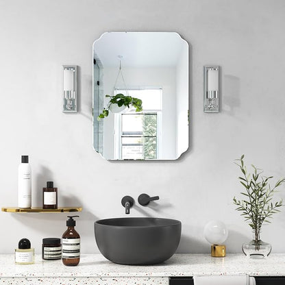 18x24 Inch Bathroom Mirrors for Over Sink, Frameless Mirrors for Wall | Beveled Bathroom Mirror, Bathroom Vanity Mirror for Bedroom Living Room Entryway Home Decor