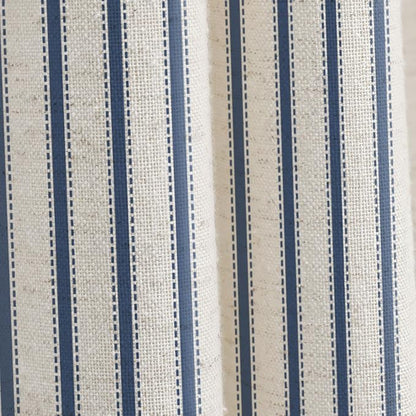 Farmhouse Striped Shower Curtain Navy Blue Vintage Linen Curtain 72W X 84L | Extra Long Striped Shower Curtains with Linen Texture for Bathroom Decor