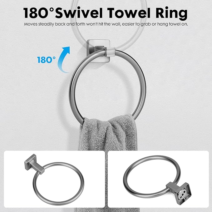 5 Piece Bathroom Hardware Accessories Set Brushed Nickel,24 Inch Towel Bar Set,Towel Rack Set,Bathroom Towel Holder Set