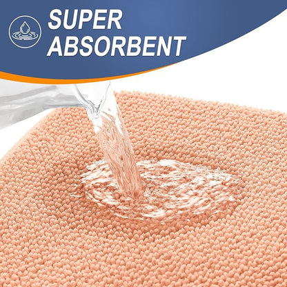 OLANLY Thick Memory Foam Bathroom Rugs 30x20, Absorbent Bath Mat, Peach | Soft Quick Dry Bath Rugs, Non-Slip, Machine Washable Carpet for Bathroom Floor, Tub and Shower, Home Decor Accessories