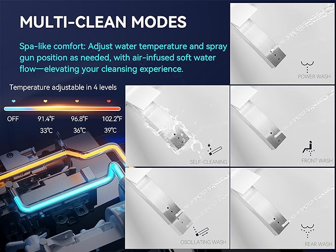 MEJE Smart Toilet with Auto Open/Close, ADA Comfort Height, Auto Flush, Blackout can Flush, Heated Seat,One Piece Elongated Bidet Toilet with Tank Built in