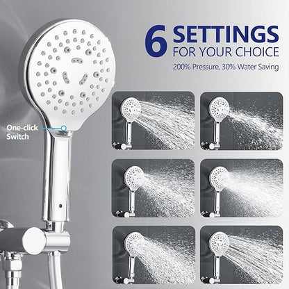 Bathroom Shower Faucet Set Wall Mounted Rainfall Shower System 10 Inches High Pressure Shower Head and Multifunctional Shower Handheld, Included Rough-in Valve and Trim Kit Polished Chrome