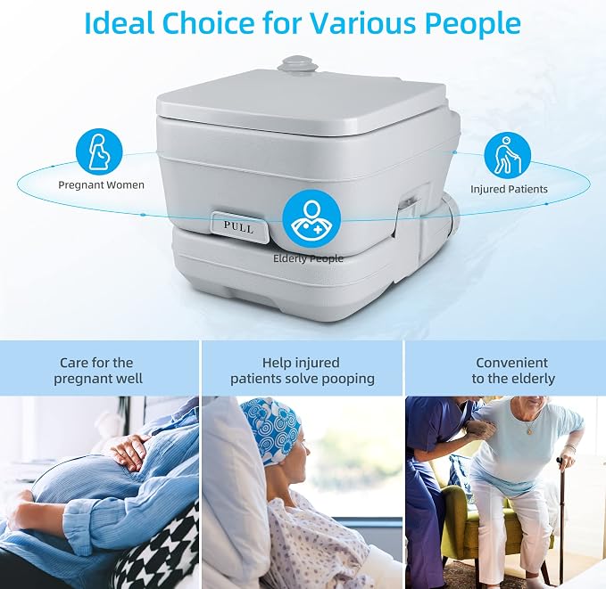YITAHOME 2.6 Gallon Portable Toilet for Camping | RV Travel Potty with Press Flush Pump, Anti-leak Seal Ring for Travel, Boating, Hiking, Trips