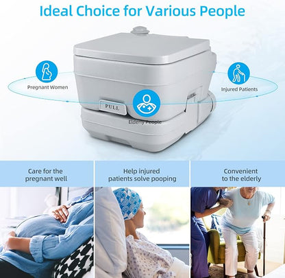 YITAHOME 2.6 Gallon Portable Toilet for Camping | RV Travel Potty with Press Flush Pump, Anti-leak Seal Ring for Travel, Boating, Hiking, Trips
