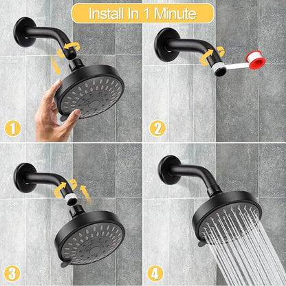 AISOSO Shower Head, 5 Modes High Pressure Shower Heads for Relaxed Shower Experience, 4.1 Inch Bathroom Fixed Showerhead Even at Low Water Pressure for Powerful Spray, Oil Rubbed Bronze